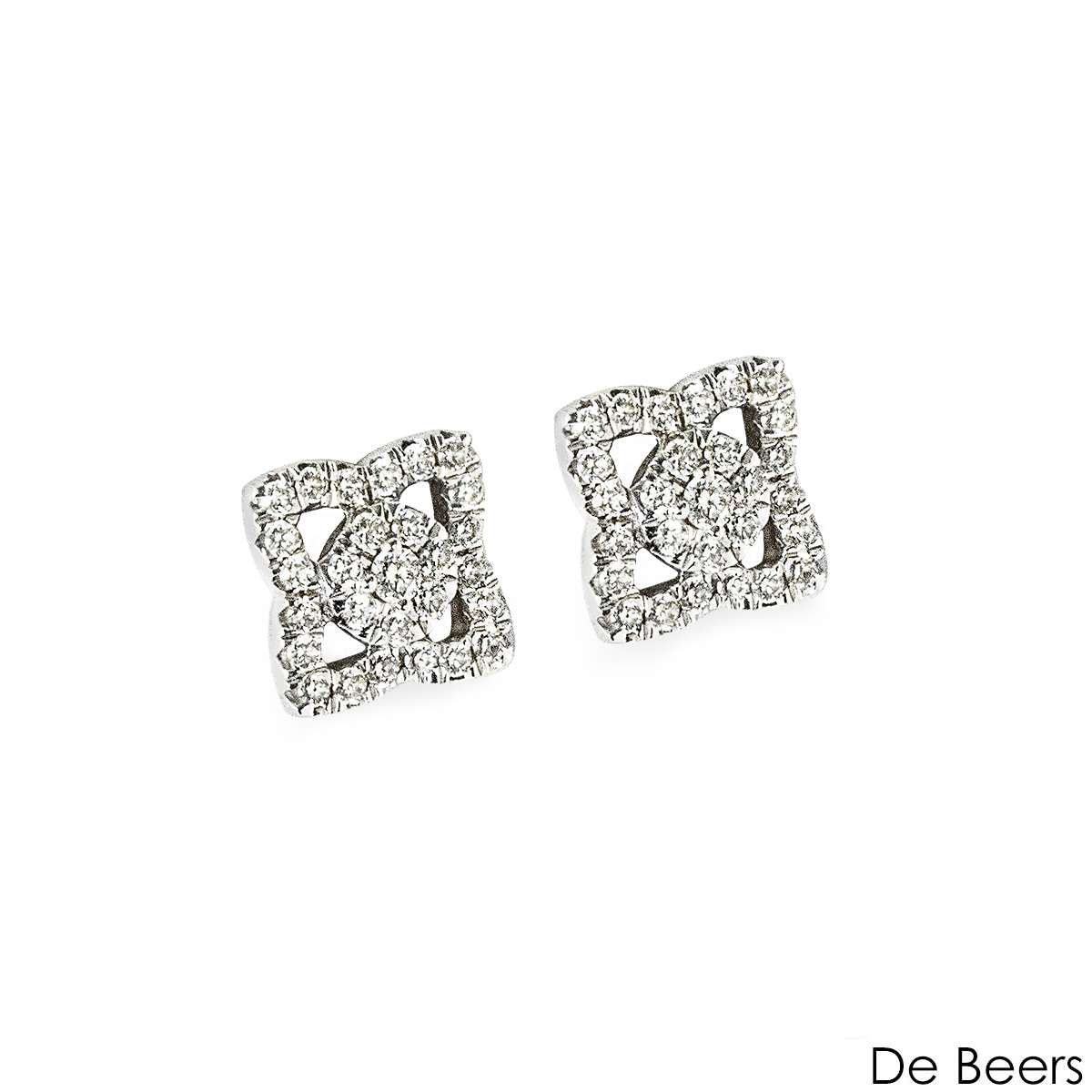 De Beers White Gold Diamond Enchanted Lotus Stud Earrings E102146 De Beers White Gold Diamond Enchanted Lotus Stud Earrings E102146